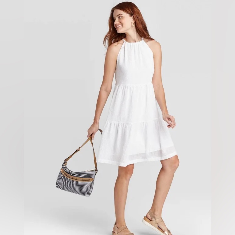 Target tiered white halter dress